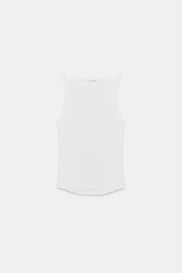 Топ халтер в рубчик с эффектом потертости- Заказать в России