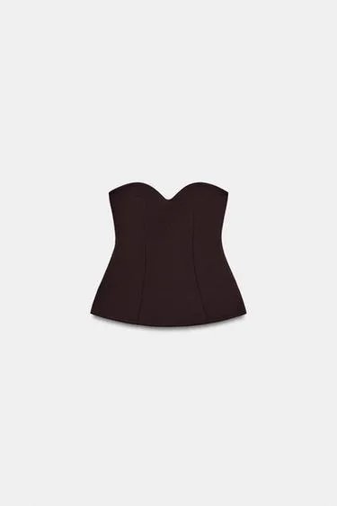 Топ бандо с вырезом сердечком