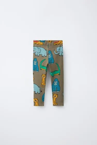 Легинсы в рубчик с анималистичным принтом- Заказать в России