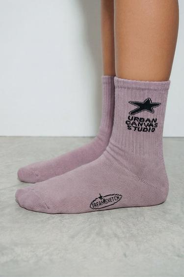 Zara Набор из двух пар высоких носков с принтом купить с доставкой.