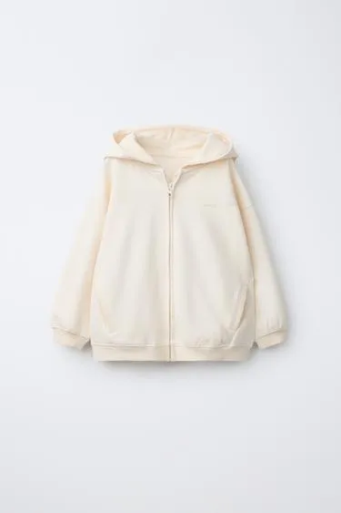 Толстовка на молнии с рельефным текстом и эффектом INTERLOCK