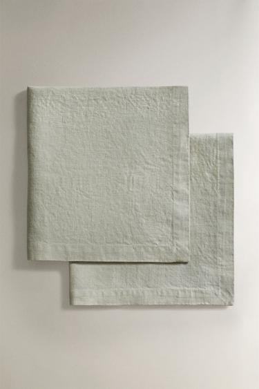 Zara Набор из двух льняных салфеток с мятным оттенком купить с доставкой.