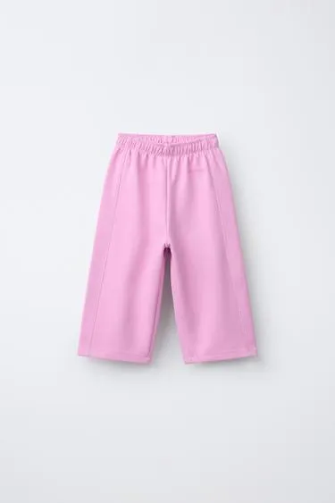 Брюки WIDE LEG из ткани интерлок с рельефной надписью