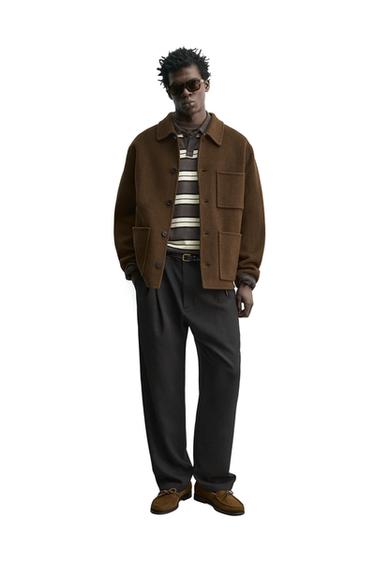 Zara Куртка-рубашка классического кроя из 100% шерсти