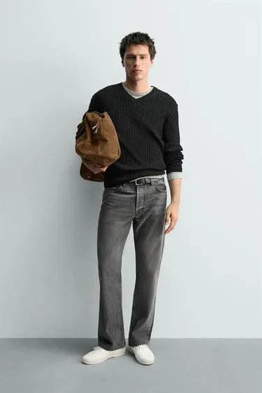 Свитер с узором «косы»- Заказать в России