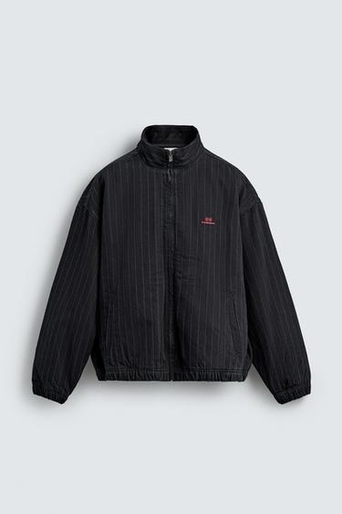 Zara Джинсовая куртка с вышивкой в полоску