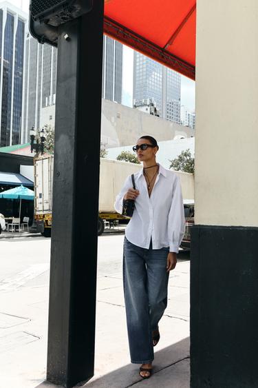 Zara Хлопковая рубашка в полоску