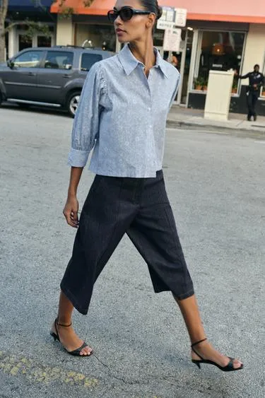 Рубашка в полоску с цветочным принтом- Заказать в России