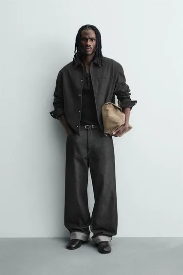 Куртка-рубашка свободного кроя из искусственной замши