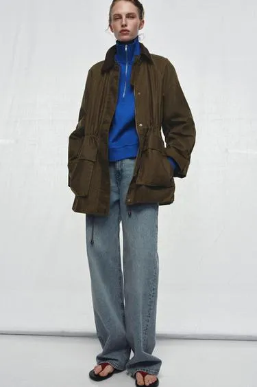 Куртка с вощеным покрытием и вельветовым воротником — ZW COLLECTION