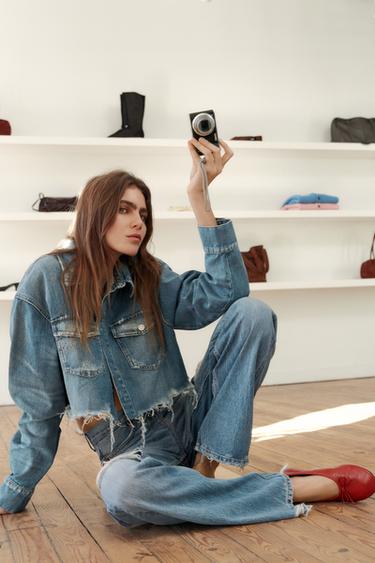 Zara Укороченная джинсовая куртка-рубашка TRF купить с доставкой.