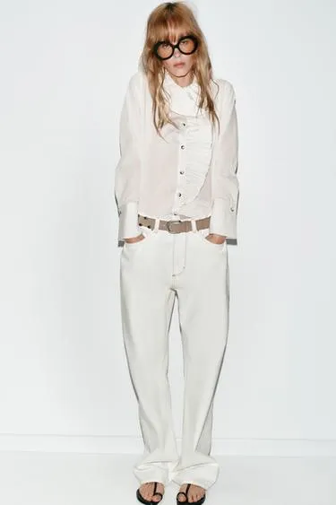 Рубашка в полоску с воланами- Заказать в России