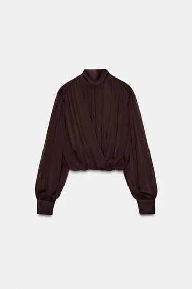 Драпированная блуза с бантом- Заказать в России