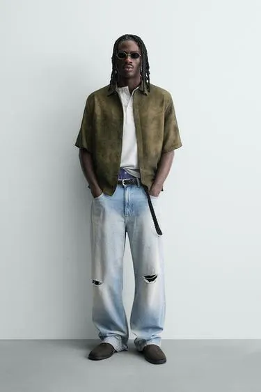 Рубашка свободного кроя с абстрактным принтом- Заказать в России