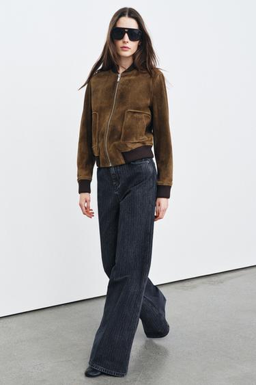 Zara Джинсы FLARE в полоску с высокой посадкой — ZW COLLECTION