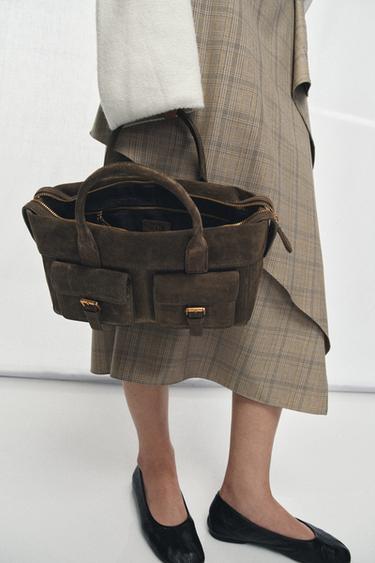 Zara Кожаная сумка с карманами