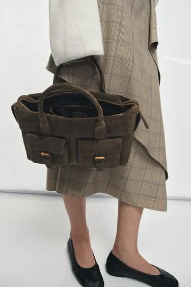 Кожаная сумка с карманами- Заказать в России