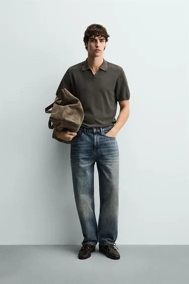 Поло из рельефного трикотажа