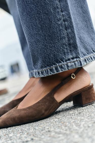 Zara Замшевые туфли-мюли