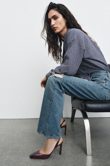 Zara Туфли на каблуке с квадратным носом