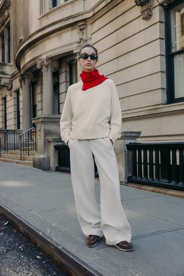 Zara Трикотажный свитшот с гладким узором купить с доставкой.