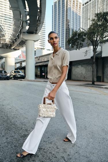 Zara Кардиган с короткими рукавами и кружевом