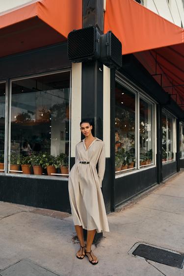 Zara Платье миди с поясом