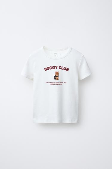 Футболка в рубчик с принтом «собака»- Заказать в России