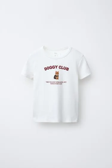 Футболка в рубчик с принтом «собака»- Заказать в России