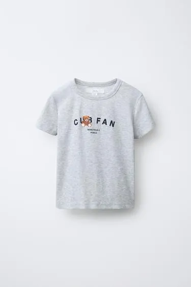 Футболка в рубчик с принтом «медведь»