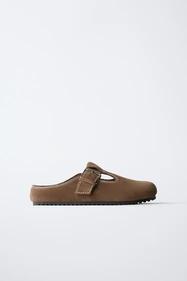 Кожаные сабо с декоративной прострочкой- Заказать в России