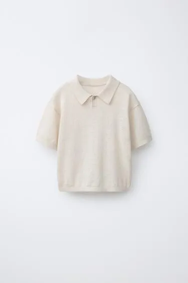 Трикотажное поло из хлопка и льна- Заказать в России