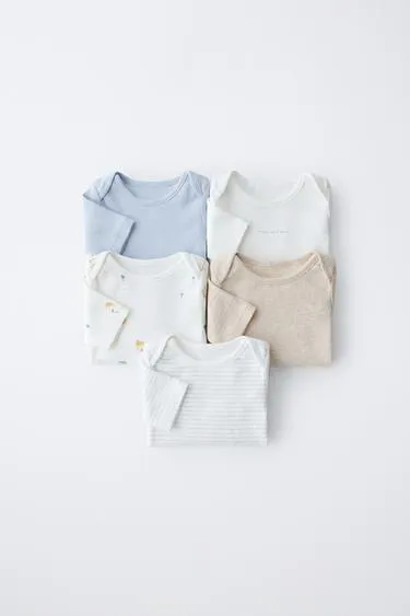 Набор из пяти боди с принтом  домики - Заказать в России