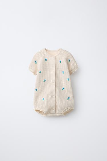 Zara Комбинезон с вышивкой цветов и кружевом