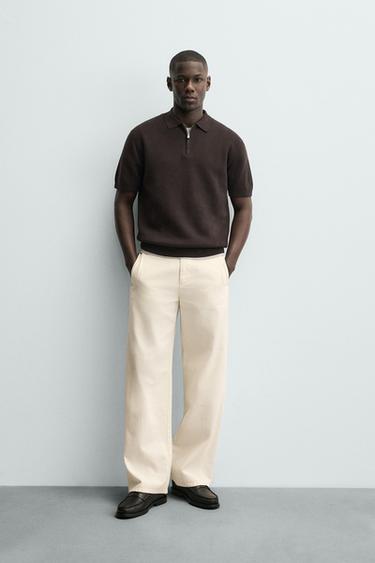 Zara Поло из трикотажа с молнией