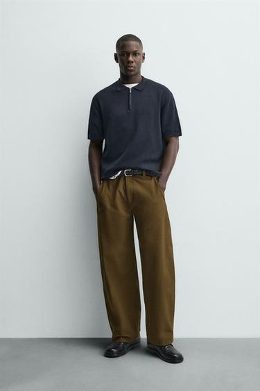 Zara Поло из трикотажного полотна с молнией