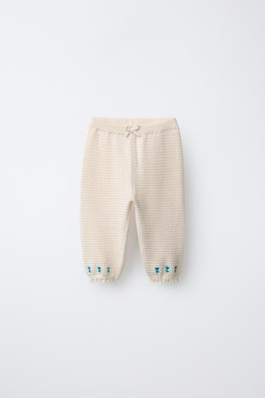 Zara Брюки с вышитыми цветами и кружевом