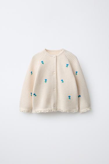 Zara Кардиган с вышивкой в виде цветов и кружевом