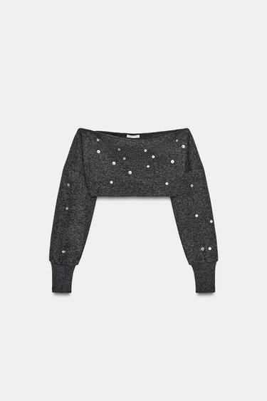 Zara Укороченный топ из мягкой ткани с пуговицами