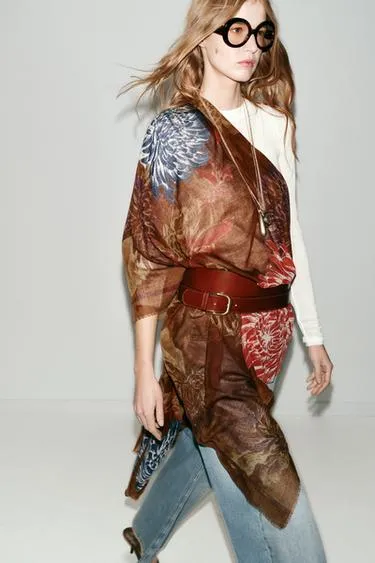 Шарф с принтом «пионы»- Заказать в России