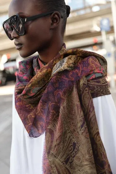 Шарф с принтом из смеси модала- Заказать в России