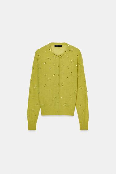 Zara Кардиган в точку с пайетками купить с доставкой.