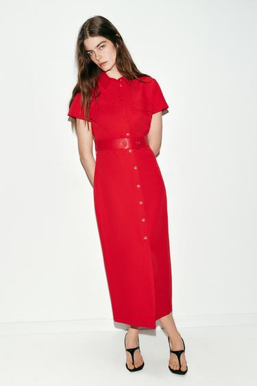 Zara Платье миди с поясом