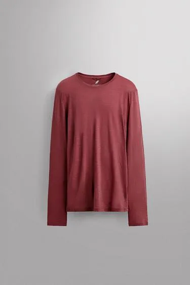 Термофутболка из жаккарда в полоску с шерстью