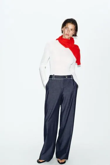 Широкие брюки с контрастными вставками