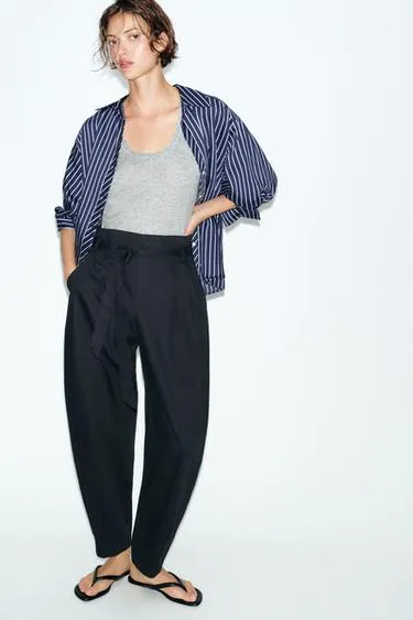 Брюки PAPERBAG с ремнем- Заказать в России