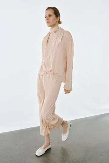 Юбка миди из жатого трикотажа