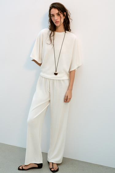 Zara Топ в стиле рустик с короткими рукавами