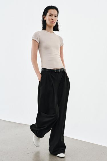 Zara Футболка в стиле рустик со льном