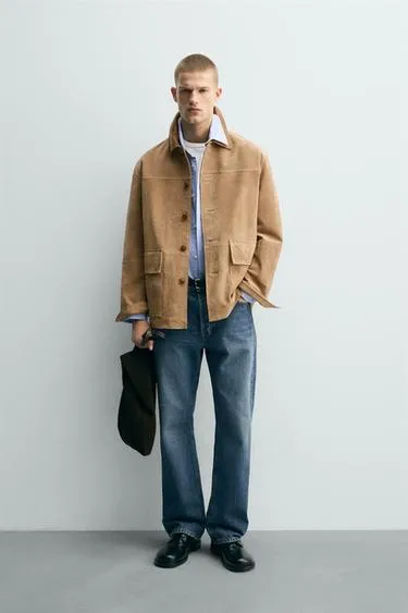 Куртка из замши с комбинированным воротником- Заказать в России